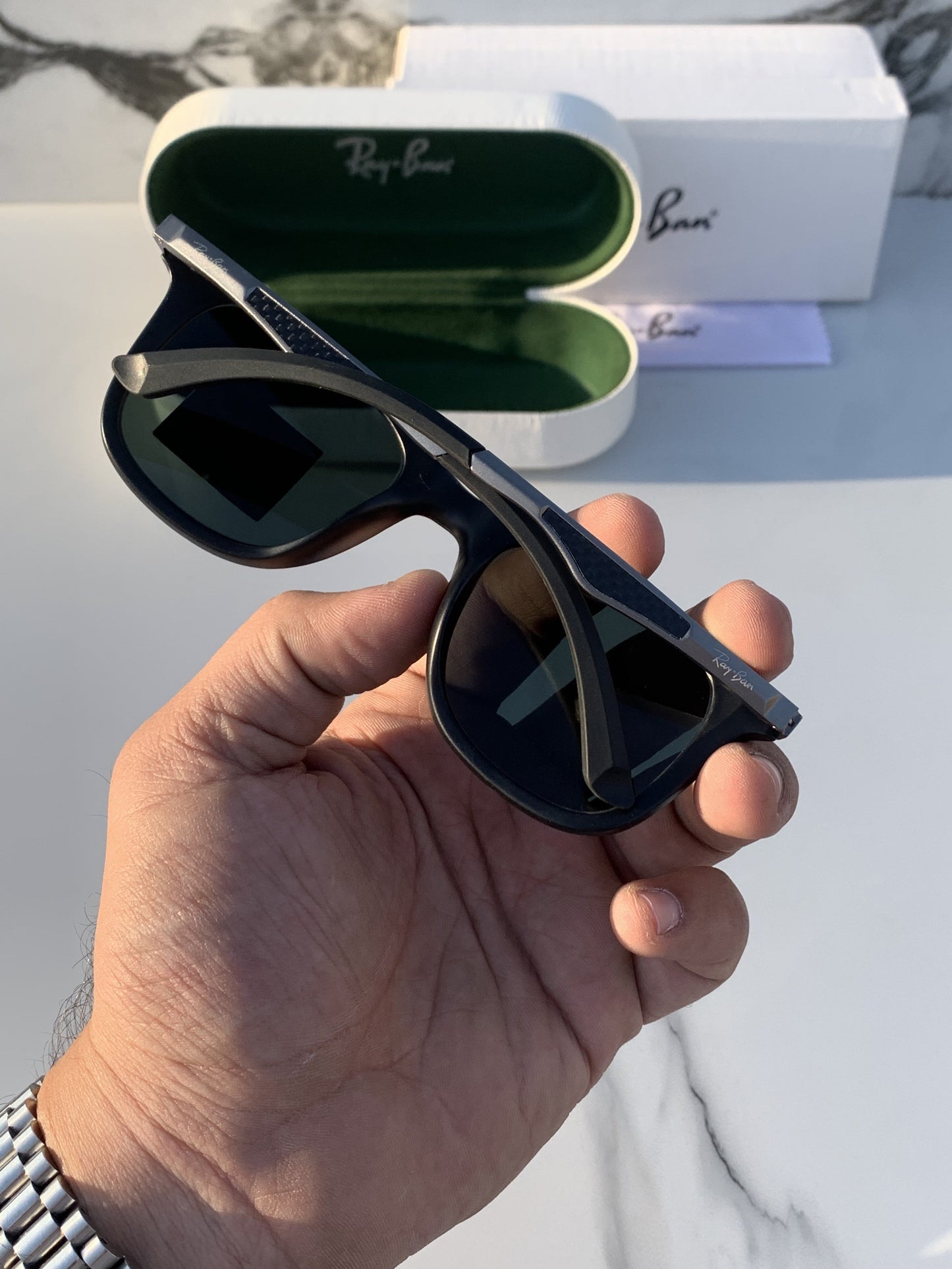 Ray Ban All Season Special Trending Slant Fashionable Sunlight Eye Protected Hot Favourite Sunglasses For Unisex.